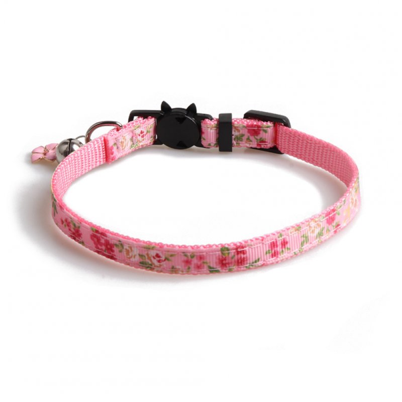 Floral Print Cat  Ribbon Cat Neck Collar Decoration Pet Supplies Pink
