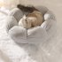 Flower Shape Cat Bed Short Plush Soft Cat House Winter Pet Dog Cushion Mats Nest gray  40cm