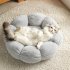 Flower Shape Cat Bed Short Plush Soft Cat House Winter Pet Dog Cushion Mats Nest Light green   light pink  40cm