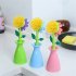 Flower Shape Pot  Washing  Brush With Long Handle Kitchen Cleaning Accessories Green