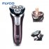 Flyco 3D Floating Head Rechargeable Portable Body Washable Led Light Fast Charge Triple Blade Barbeador  purple Australian regulations