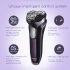 Flyco 3D Floating Head Rechargeable Portable Body Washable Led Light Fast Charge Triple Blade Barbeador  purple British regulatory
