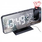Fm Radio Led Digital Smart Projection Alarm Clock Usb Wakeup Clock 180-degree Rotation Time Projection black body white letter