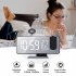 Fm Radio Led Digital Smart Projection Alarm Clock Usb Wakeup Clock 180 degree Rotation Time Projection black body white letter