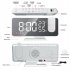 Fm Radio Led Digital Smart Projection Alarm Clock Usb Wakeup Clock 180 degree Rotation Time Projection black body white letter