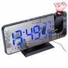 Fm Radio Led Digital Smart Projection Alarm Clock Usb Wakeup Clock 180-degree Rotation Time Projection black body blue letter