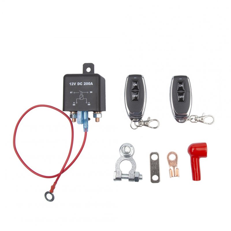 Remote Battery Disconnect Switch Kit 200a 12v RC Intelligent Cut off Switch Prevent Battery Drain Black 2 Keys