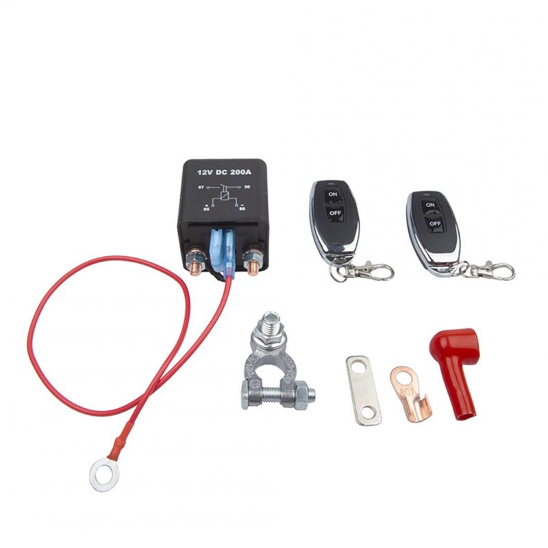 Remote Battery Disconnect Switch Kit 200a 12v RC Intelligent Cut off Switch Prevent Battery Drain Black 2 Keys