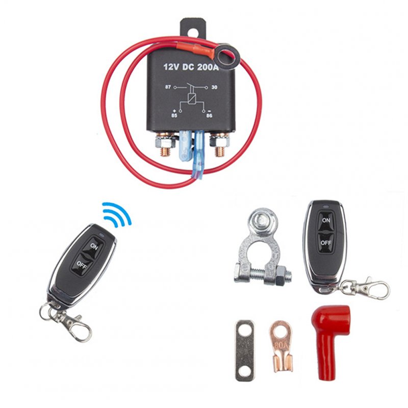 Remote Battery Disconnect Switch Kit 200a 12v RC Intelligent Cut off Switch Prevent Battery Drain Black 2 Keys