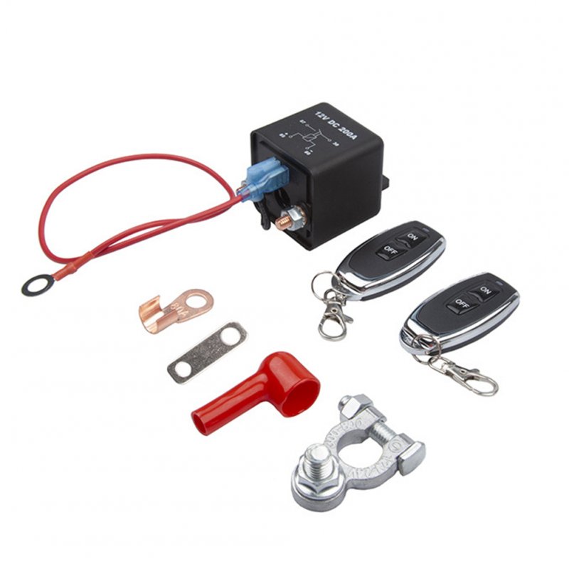 Remote Battery Disconnect Switch Kit 200a 12v RC Intelligent Cut off Switch Prevent Battery Drain Black 2 Keys