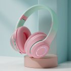 Foldable Bluetooth 5.2 Headphones Gradient Color Design Music Earphone Wireless Gaming Headset pink