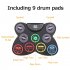 Foldable Drum Kit Portable Usb Hand rolled Electronic Drum With 9 Drum Pad Sets Foot Pedal Drumsticks For Beginners Practicing color