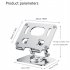 Foldable Mobile Phone Holder 360 Degree Rotating Non slip Bracket Stand Riser Height Adjustable for iPad Silver