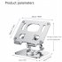 Foldable Mobile Phone Holder 360 Degree Rotating Non slip Bracket Stand Riser Height Adjustable for iPad Gray