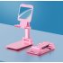 Foldable Phone Stand Metal Cellphone Holder Adjustable Desk Bracket Smartphone Mount Universal for iOS Android Moble Phone Pink