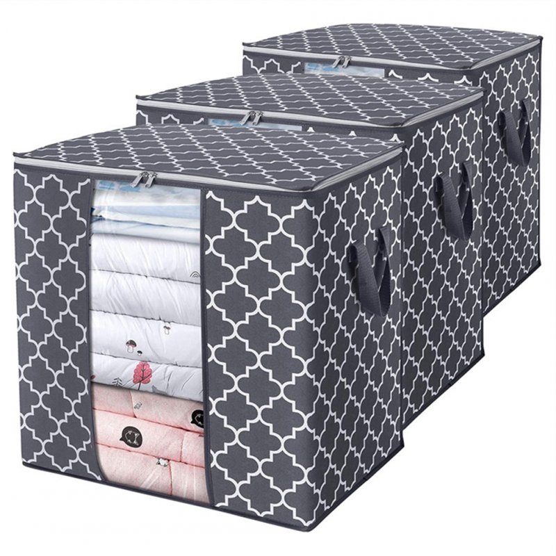 Foldable Storage  Container Quilt Bag Closet Storage Box Dustproof Organizer Gray_52*37*52cm