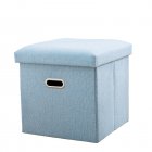 Foldable Storage Ottoman, Linen Chest With Storage Space High-capacity Box, 220 Lbs Load Capacity Multifunctional Stools For Bedroom, Living Room, Dorm blue 31*31*31