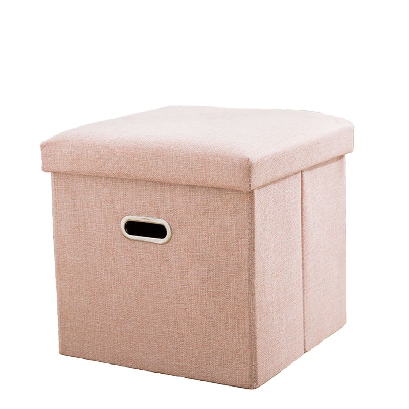 Foldable Storage Ottoman, Linen Chest With Storage Space High-capacity Box, 220 Lbs Load Capacity Multifunctional Stools For Bedroom, Living Room, Dorm Pink 38*38*38
