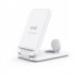 Folding 3 in 1 Wireless Charger Stand 15w Fast Charging Dock Station for Watch Earphone Mobile Phone White