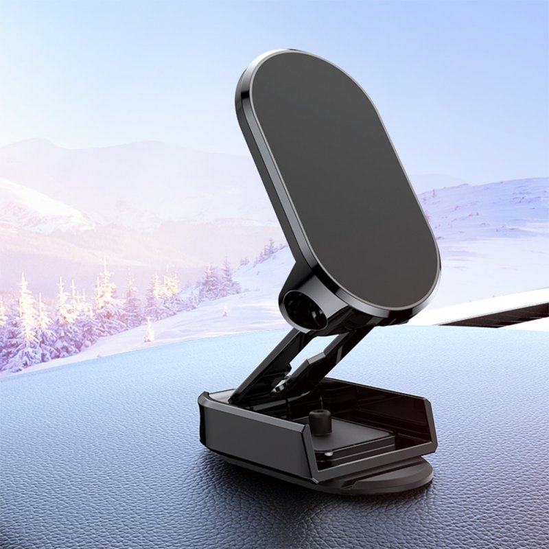 Wholesale Folding Car Mobile Phone Bracket Base Strong Magnetic Suction 360  Degree Rotating Adjustable Height Air Outlet Navigation Holder (Black Gray)  From China