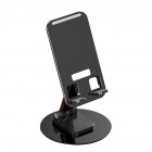 Folding Cell Phone Stand Desk 360°Rotated Phone Holder Aluminum Alloy Phone Stand Anti-Slip Base For Phones Tablet [Metal ] Rotating Stand-Black