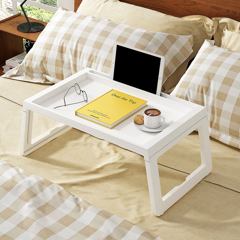 Folding Computer Desk Multifunction Laptop Lazy Table for Bed Leaning  creamy-white