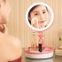 Folding Cosmetic Mirror LED USB Charging Multi functional Body Induction Nightlight Storage Base Pink