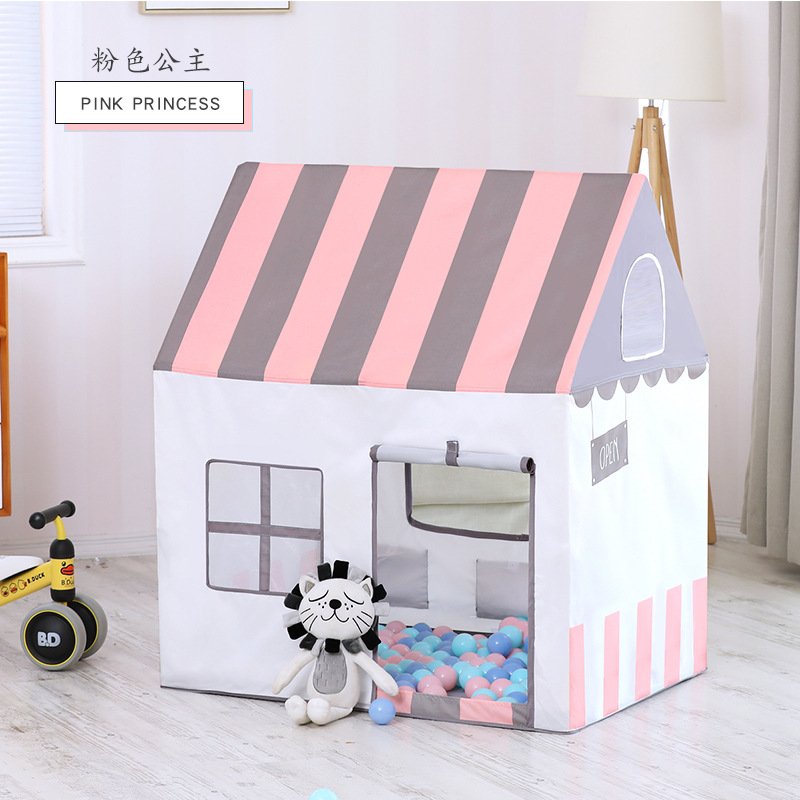 Folding House Peach Suede Oil Painting Children Princess Tent Indoor Marine Ball Game Toy Pink