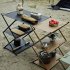 Folding Shelf Storage Rack  3 Tier Storage Shelf Aluminum Alloy Racks Space Saving Small Racks A2 khaki three boards