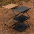 Folding Shelf Storage Rack  3 Tier Storage Shelf Aluminum Alloy Racks Space Saving Small Racks A2 khaki three boards