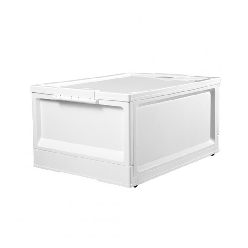 Folding Storage Box with Cover for Bedroom Wardrobe Living Room Organize white