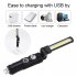 Folding USB Charging Strong Light Torch with Magnet COB Work Light Practical Flashlight for Home Outdoor Use A style with yellow light in the middle