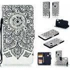 For ASUS ZENFONE MAX Pro M1 ZB601KL ZB602KL 3D Coloured Painted PU Magnetic Clasp Phone Case with Card Slots Bracket Lanyard Mandala
