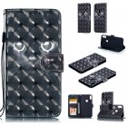 For ASUS ZENFONE MAX Pro M1 ZB601KL ZB602KL 3D Coloured Painted PU Magnetic Clasp Phone Case with Card Slots Bracket Lanyard black eyes