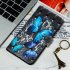 For ASUS ZENFONE MAX Pro M1 ZB601KL ZB602KL 3D Coloured Painted PU Magnetic Clasp Phone Case with Card Slots Bracket Lanyard Blue diamond butterfly