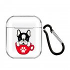 For AirPods 1 2 Headphones Case Portable Clear Cute Earphone Shell with Metal Hook Overall Protection 6 teacup cat