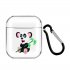 For AirPods 1 2 Headphones Case Portable Clear Cute Earphone Shell with Metal Hook Overall Protection 10 Panda
