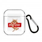 For AirPods 1 2 Headphones Case Transparent Earphone Shell with Metal Hook Overall Protection Cover 19 cats