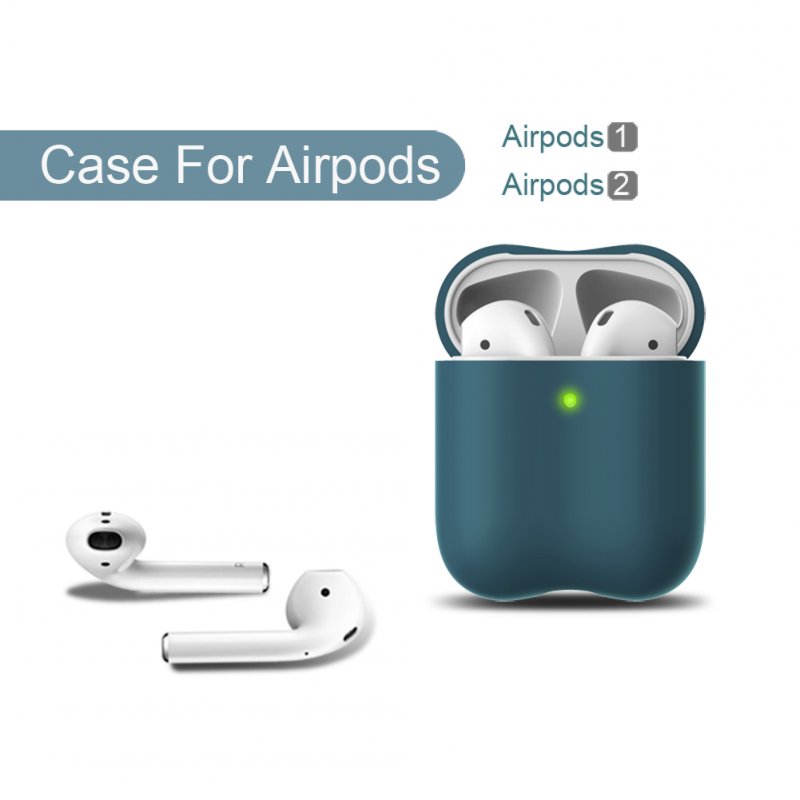 For Airpods 1-2 Soft Silicone Wavy Shaped Bluetooth Wireless Earphone Protective Skin Case for Airpods Charging Box blue