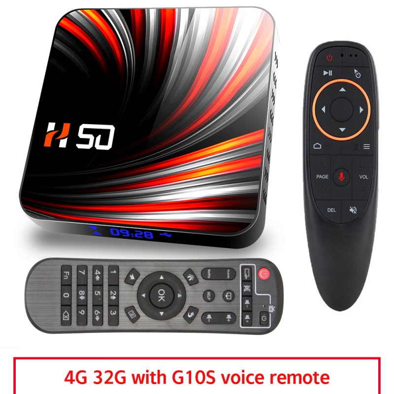 For Android Tv  Box Android 10.0 4k 4gb 32gb 64gb Media Player 3d Video Smart Tv Box 4+32G_US+G10S remote control