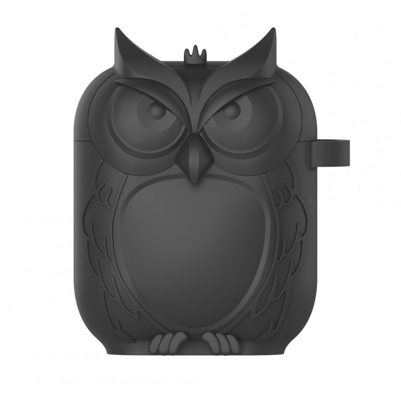 Owl Shape Airpods Case Cover - Black