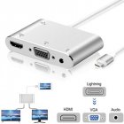 For Apple Interface to HDMI VGA Jack Audio TV Adapter Cable Converter for iPhone X iPhone 8 7 7 Plus 6 6S iPad Series  Silver grey