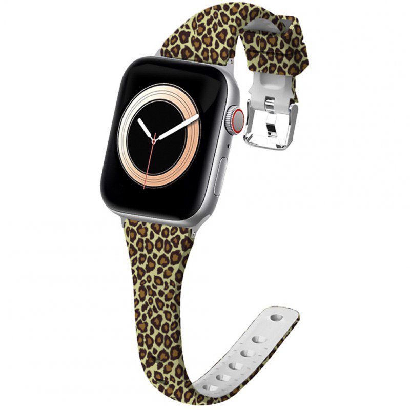 For Apple Iwatch 1/2/3/4/5 Watch Band Silicone Printed Apple Watch Strap Band Leopard print_38/40mm