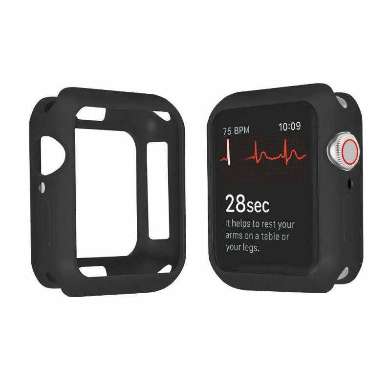 For Apple Watch Series 4 3 2 1 Bumper Silicone Protector Case Cover 38/40/42/44mm black_44mm