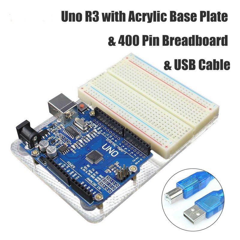 For Arduino Uno R3 Module with Base Plate & 400 Point Breadboard USB Cable R3 with backplane kit