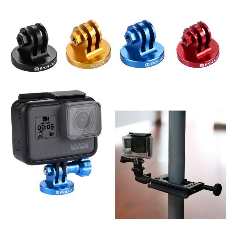 For GoPro HERO 6 5 4 3 3+ 2 1 PULUZ CNC Camcorder Aluminum Tripod Mount Adapter Gold