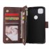 For Google Pixel 4A  Leather Mobile Phone Cover with Cards Slot Zipper Purse Phone Bracket 3 brown