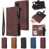 For Google Pixel 4A  Leather Mobile Phone Cover with Cards Slot Zipper Purse Phone Bracket 3 brown