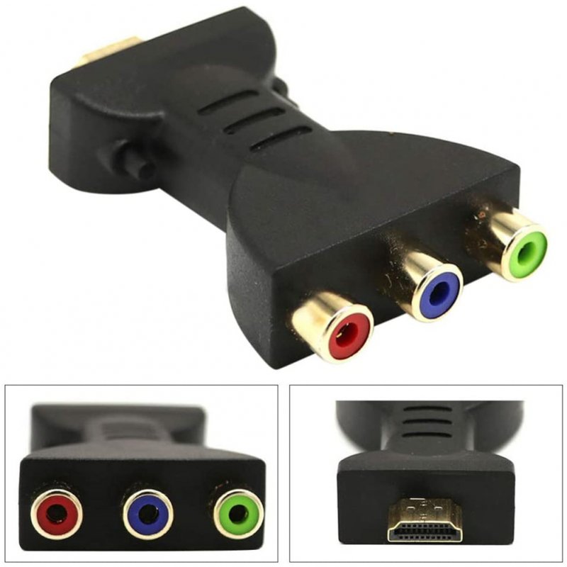 For HDMI to 3RC Adapter HDMI to RGB RCA Component Converter Gold-plated AV Video Adapter  black