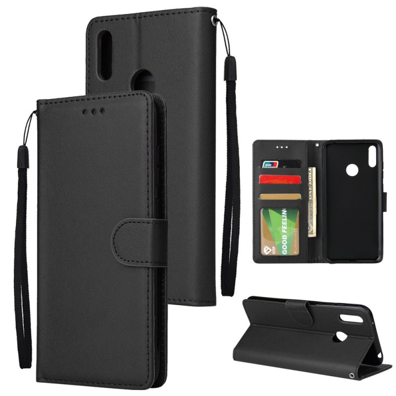 For HUAWEI Enjoy 9/ Y7 2019 /Y7 PRO 2019/Y7 PRIME 2019 Flip-type Leather Protective Phone Case with 3 Card Position Buckle Design Phone Cover  black